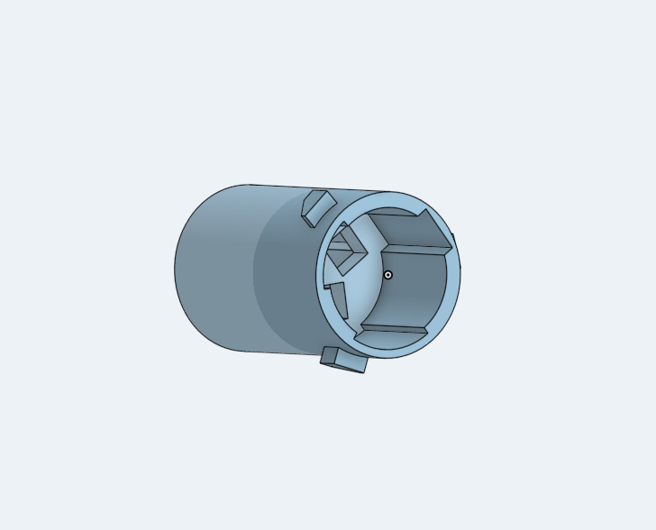 A simple 3D rendering showing a plastic part with three extrusion.